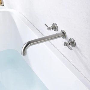 Brushed Nickel Two Handle Wall Mounted Roman Tub Faucet